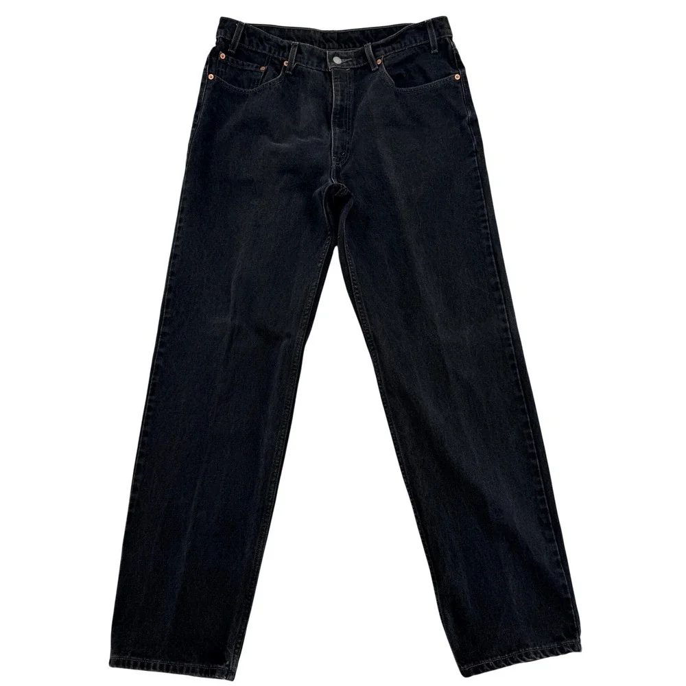 Levis 501 Original Fit Jeans Faded Black Straight Leg Denim Button Fly Men 34x33